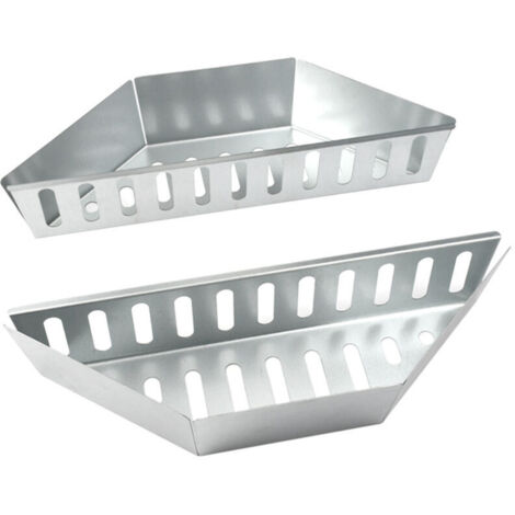 Holzkohlekörbe (2er-Set) aus robustem, verzinktem Stahl, für direktes und indirektes Grillen mit Holzkohle/Briketts – Silber (1/4)