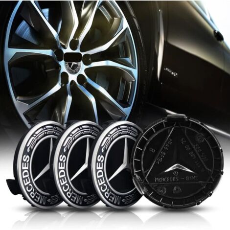 4-teiliger Radkappensatz für Mercedes-Benz 75 mm Aluminium + ABS Radkappen ABS Radnabenabdeckungen Autozubehör (1/3)