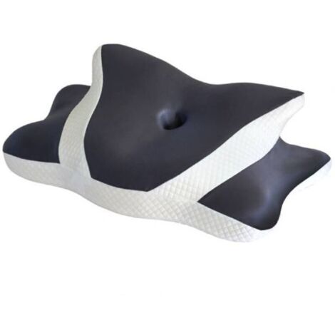 Ergonomisches 2-in-1-Nackenstützkissen aus Memory-Schaum. Orthopädisches Kissen für Seiten- und Rückenschläfer. Schmetterlingsförmiges Kissen. 60 x 40 x 14 cm (dunkelgrau)