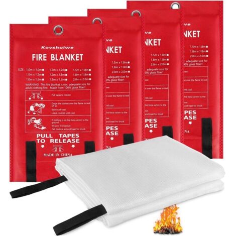 Feuerlöschdecke. 4er-Pack. Notfall-Feuerlöschdecke aus Fiberglas für Überlebensfeuer. flammhemmender Isolationsschutz für die Küche. Auto. 1,5m x 1,5m (1/5)
