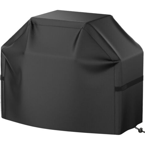 Grillabdeckung, 112 cm (44 Zoll), für kleine Gasgrills, wasserdicht, wetterfest, UV- und farbbeständig, mit Klettverschlüssen, schwarz (1/4)