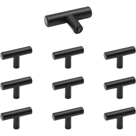 Möbelknauf, 10-teiliges Set schwarzer Edelstahl-Schranktürgriffe, Vintage-Schubladenknöpfe mit Schrauben für Kommoden und Kleiderschränke (1/4)