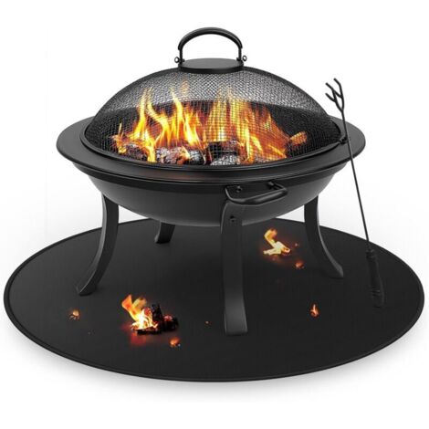Feuerfeste Ofenmatte, 60 cm runder Abdeckplanen für Grillmatten im Freien, ölbeständige und wasserdichte Unterlage, Grillzubehör