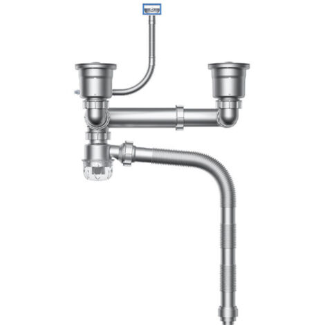 Küchenspülen-Siphon mit zwei Rillen, Abflussrohr-Set für Küchenspülen, verstellbares Rohr, Geruchs- und Spritzschutz (1/4)