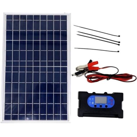 10-W-Solarpanel-Set mit Regler und Krokodilklemmen, ideal für 12-V-/18-V-Stromversorgung, IP65-Wasserschutz für Wohnmobile (10-A-Regler)