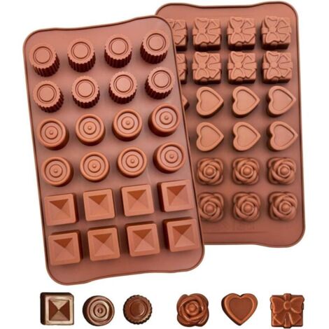 Schokoladenformen, Schokoladenformen mit 24 Mulden, Silikonformen, antihaftbeschichtete Schokoladenform, 3D-Silikonform für Kuchen, Schokolade und Gelee (1/4)
