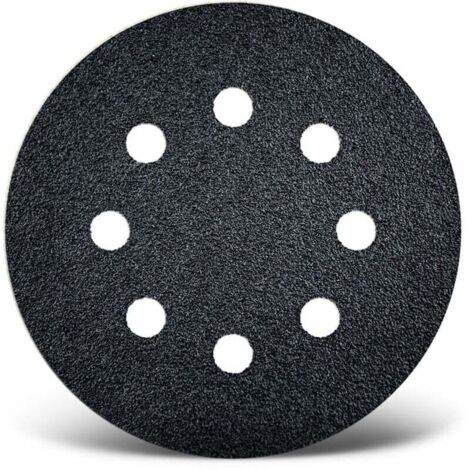 Schwarze, selbstklebende Schleifscheiben, 125 mm, 8 Löcher, für Exzenterschleifer, Siliziumkarbid (100er-Packung) G120 (1/3)