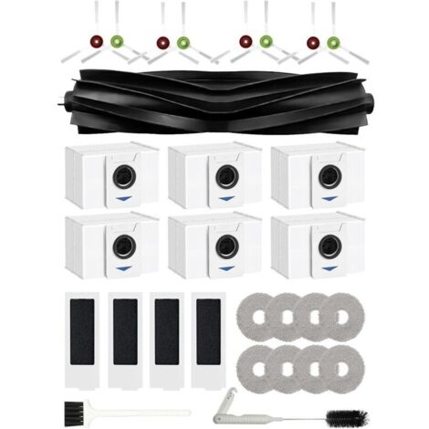 Zubehörset für ECOVACS DEEBOT T20 OMNI/DEEBOT T20e Omni Ersatzteile, 29-teilig: 1 Hauptbürste, 8 Seitenbürsten, 8 Wischpads, 6 Staubsaugerbeutel, 4 HEPA-Filter (1/4)