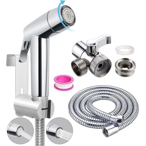 Bidet-Sprühkopf für Toilette – Warmwasser-Bidet-Zubehör aus Edelstahl für Waschbecken oder Toilette, inklusive 150 cm langem Edelstahl-Schlauch. Bidet-Zubehör (1/4)
