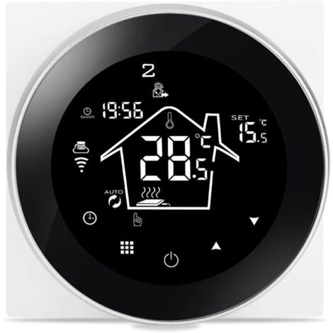 Intelligenter WLAN-Thermostat für elektrische Fußbodenheizung, programmierbar (16 A), intelligenter Raumthermostat für Fußbodenheizung, kompatibel mit der Smart Life App, Schwarz