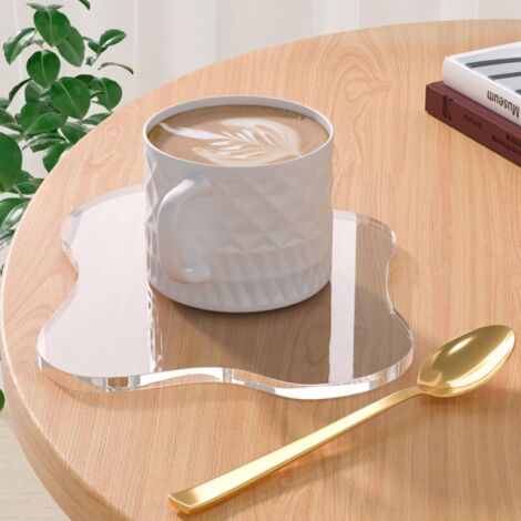 Dekorativer Acryl-Untersetzer, unregelmäßiger Untersetzer, transparenter, wolkenförmiger Untersetzer für Kaffeetassen, ideal zum Schutz Ihres Schreibtisches und zur Präsentation Ihrer Accessoires (1/4)