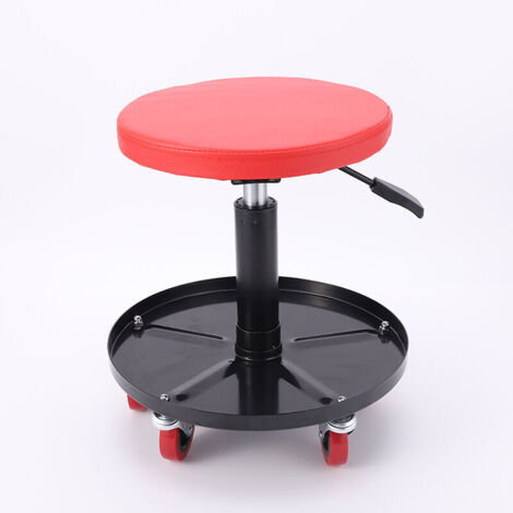 Mechanikerhocker – Max. Tragkraft 150 kg – Stahl – Höhenverstellbar 405–535 mm – auf 5 um 360° drehbaren Rollen – Verstellbarer Werkstattsitz (1/4)