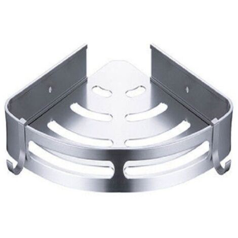 Eckduschablage, kein Bohren erforderlich, Metall mit rostfreiem Kleber, Duschhalterung für Badezimmerutensilien, 2 Stück (Silber) (1/3)