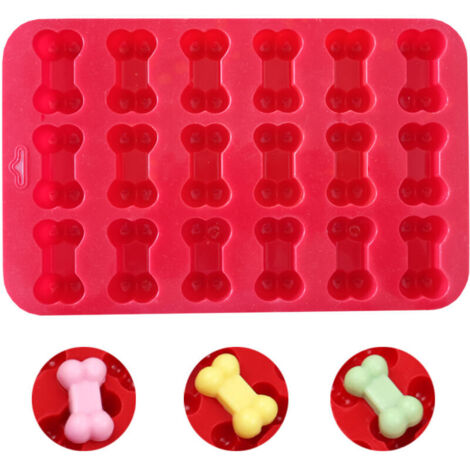 Set mit 2 knochenförmigen Silikonformen, Form 18, geeignet für Schokolade und Gebäck, flexibles Backwerkzeug, ofen- und gefriergeeignet, 22,9 x 14,4 x 1,4 cm, rot und lila