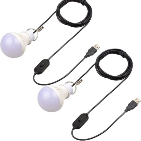 Stück USB-LED-Lampe 5W USB-Campinglampe Weiß, USB-Campingzeltlampe mit Hakenschalter für Camping, Wandern, Angeln im Freien (Warmweiß) (1/4)