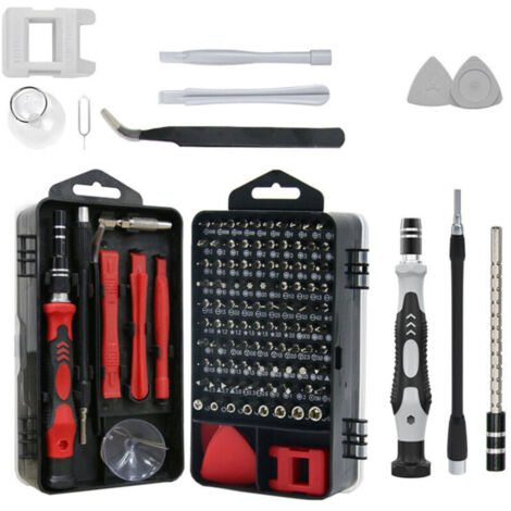 115-in-1 Präzisionsschraubendreher-Set (mit kleiner Bürste) – Handy-Reparaturset für Smartphones, Tablets, Laptops, Brillen (Rot) (1/4)