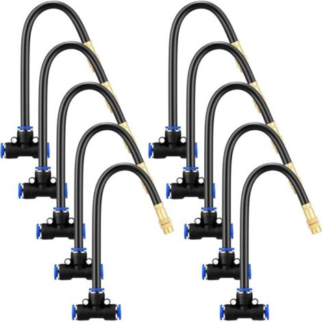 Set mit 10 Messing-Sprühdüsen mit integriertem 20-cm-Schlauch, 360°-Drehung, verstellbaren Sprühdüsen, 0,11-cm-Gewinde, Teile und Zubehör für die Außenkühlung (1/4)