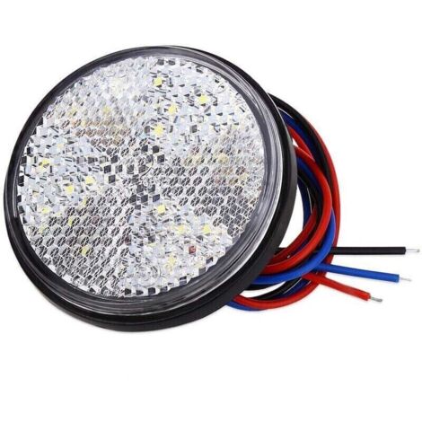 LED-Anhängerbeleuchtung, 12V Rücklicht für Anhänger, 2 Stück, Bremslicht, runder LED-Reflektor, LED-Positionsleuchte für LKW, Motorrad, Auto (Weiß, 2 Stück) (1/4)