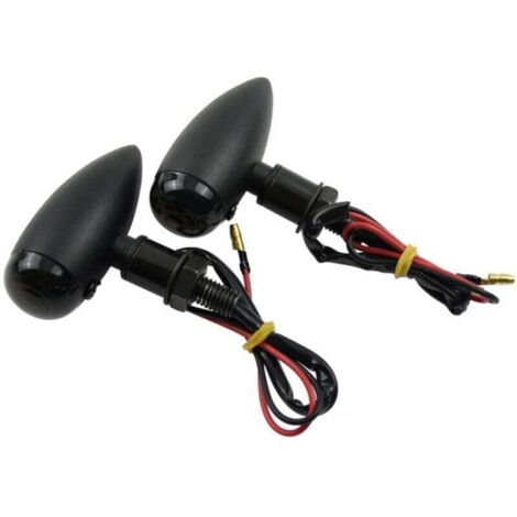 Paar (schwarzes Gehäuse) Motorradblinker, Metallblinker, Mini-Glühbirne in Orange, Universalblinker, Lichtlampe (1/4)