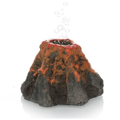 Aquarium-Vulkan-Dekorationsset (4-teilig): Mini-Vulkane aus Kunstharz, realistische Landschaft mit Bergen und Ausströmersteinen, Zubehör für Belüftungsschlauch und Sauerstoff. (1/4)