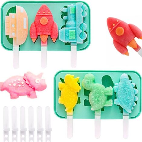 Silikon-Eisformen für Kinder, kreative DIY-Eisformen, BPA-frei, wiederverwendbar, Auto- und Tiermodelle mit Deckeln (1/4)