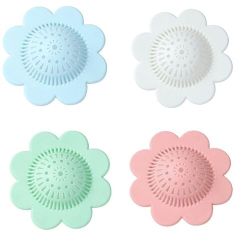 Set mit 4 robusten Silikon-Abflussstopfen für Dusche und Badewanne, Küche und Badezimmer. (1/4)
