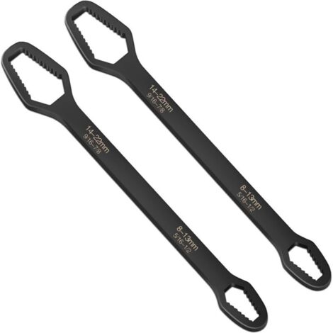 Schwarzer zweiteiliger Universalschlüssel, 8–22 mm Universal-Torx-Schlüssel, verstellbares, doppelseitiges, selbstsicherndes All-in-One-Werkzeug (1/4)