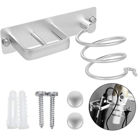 Wandhalterung für Haartrockner, Glätteisen, Wandhalterung aus Aluminium mit Kabelaufbewahrung zur Aufbewahrung von Haartrocknern, Glätteisen, Haarbürsten und mehr (1) (1/4)