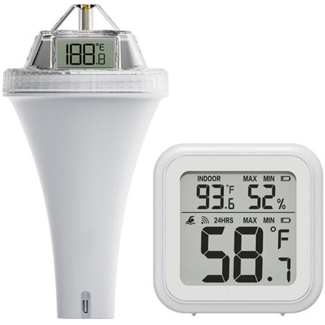 Kabelloses Schwimmthermometer mit dreifachem LCD-Bildschirm, Außenwassertemperaturmonitor für Schwimmbäder, Aquarien und Teiche