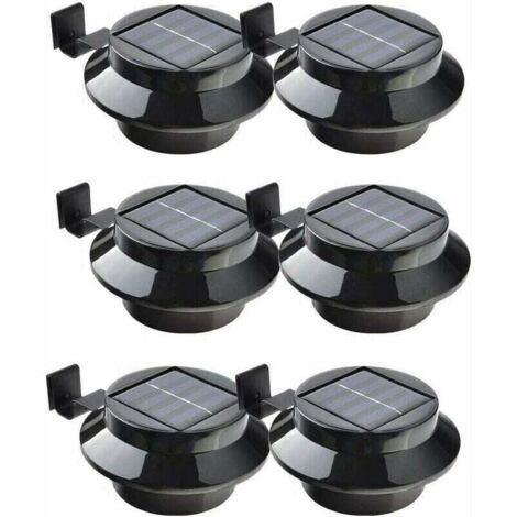 Set mit 6 solarbetriebenen LED-Leuchten für Dachrinnen, Zäune, Dächer, Gärten, Höfe und Wände, schwarz (1/4)