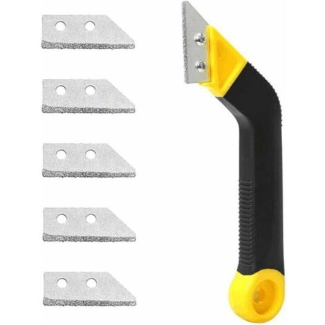 Fliesenfugenschaber mit 5 Ersatzklingen, Glasschaber, Induktionsherdschaber, Dichtungswerkzeuge, Silikonfugenglätter-Set zur Reinigung von Haushaltsfliesen (1/4)
