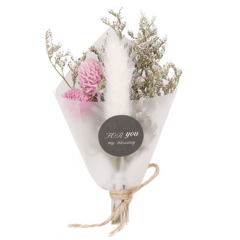 Kleiner Strauß natürlicher Trockenblumen, Hochzeitsdekoration, Trockenblumen, Weihnachtsgeschenk (weißes Kaninchen) (1/4)
