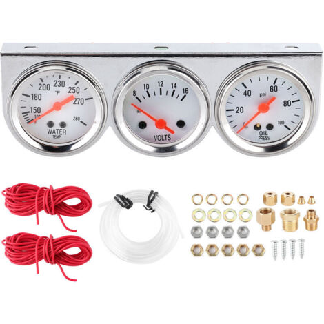 Universelles 3-in-1-Messgerät-Set: Wassertemperatur, Spannung, Öldruck, 52-mm-Messgerät, mechanisches Instrument