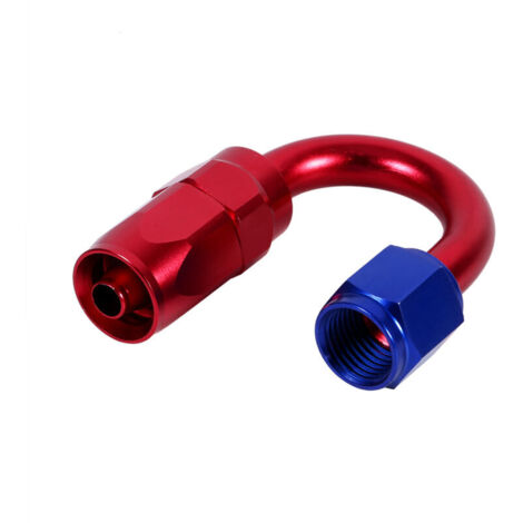 AN6 Racing Drehgelenk-Außengewindeanschluss für Öl-/Kraftstoffschlauch, blau/rot, 180° Winkel (1/4)