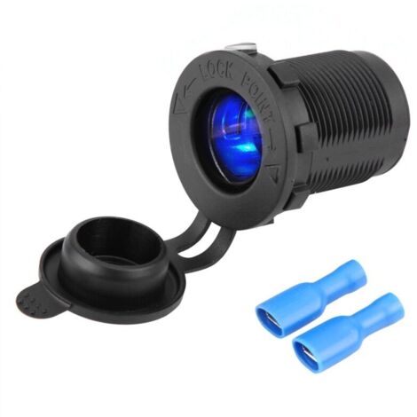 Staubdichte Zigarettenanzünderbuchse mit blauer LED, für Auto, Motorrad und Boot.