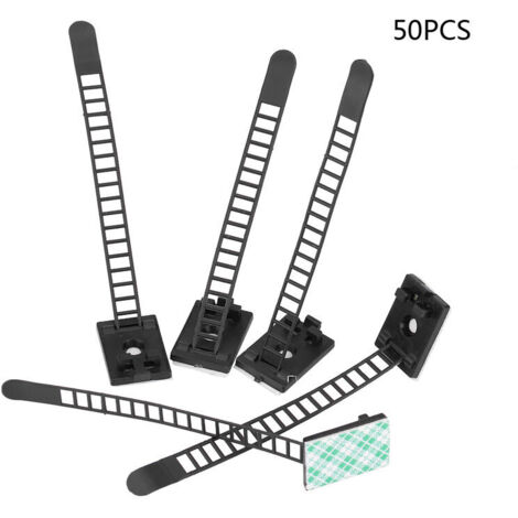 Packung mit 50 verstellbaren, selbstklebenden Clips zur Befestigung von Autokabeln, schwarz (1/4)