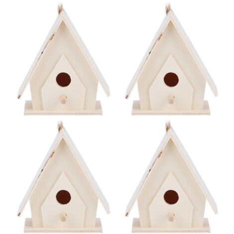 Mini-Hängevogelhäuschen aus Holz, 4 Stück, Nester, Käfig, dekoratives Kunsthandwerk für Garten und Hof (1/4)