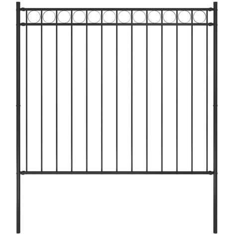 Gartenzaun ASSEN Stahl 1,7 x 1,5 m Schwarz