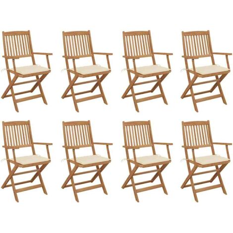 Klappbare Gartenstühle mit Kissen 8 Stk. Massivholz Akazie (1/5)