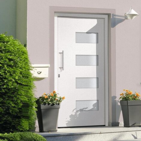 Haustür Aluminium und PVC Weiß 100x200 cm (1/5)