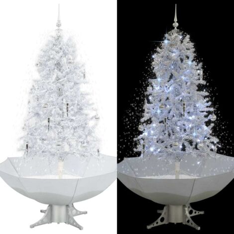Schneiender Weihnachtsbaum mit Schirmfuß Weiß 170 cm (1/5)