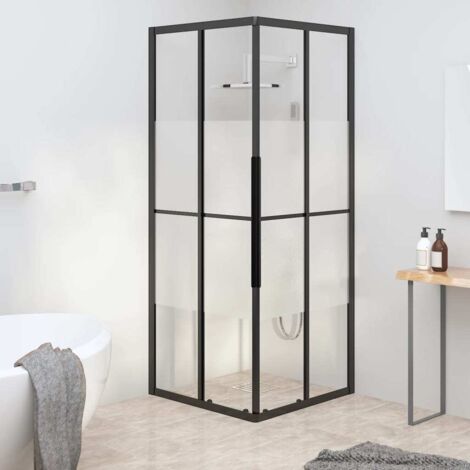 Duschkabine Halbmatt ESG 80x80x180 cm Schwarz (1/5)