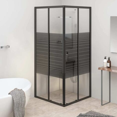 Duschkabine mit Streifen ESG 80x80x180 cm Schwarz (1/5)