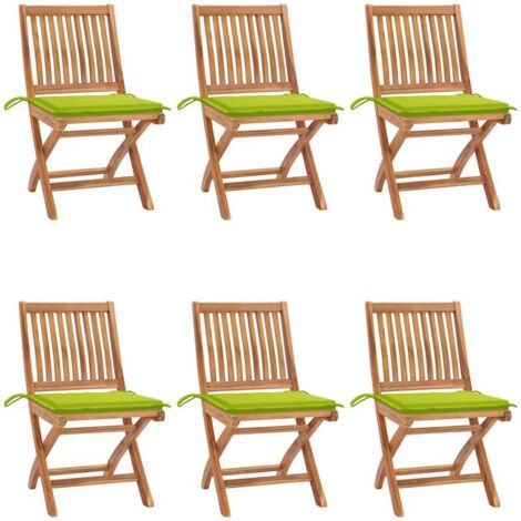 Klappbare Gartenstühle mit Kissen 6 Stk. Massivholz Teak (1/5)