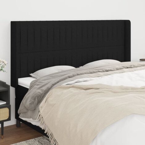Kopfteil mit Ohren Schwarz 183x16x118/128 cm Stoff (1/5)