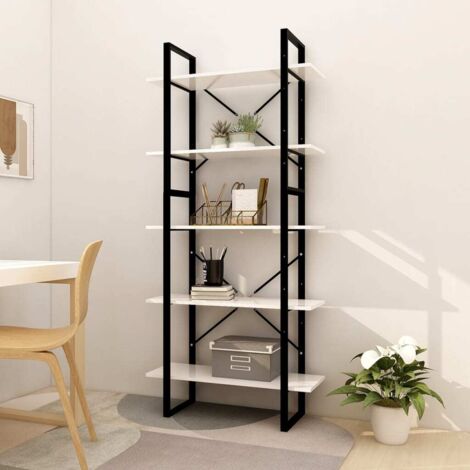 Bücherregal 5 Fächer Weiß 80x30x175 cm Holzwerkstoff (1/5)