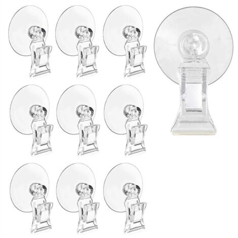 Lot de 10 Ventouses Transparentes avec Support pour Fenêtre Salle de Bain Affichage Publicitaire (1/4)