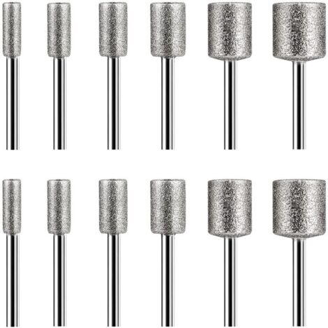 Ensemble 12 Fraises Diamantées pour Pierre Verre Céramique Outils Rotatifs 4 5 6 8 10 mm