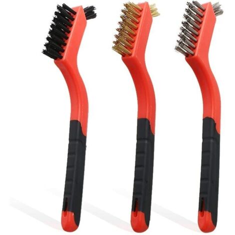 Lot de 3 Brosses Métalliques Brosse en Laiton Nylon Acier Inoxydable Brosse à Gratter avec Poignée Courbée pour Nettoyer Rouille,115g (1/3)