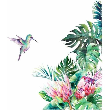 Autocollant Mural Plante Verte Sticker Tropicale, Sticker Mural Autocollant Amovible Bricolage, Autocollants Aquarelle Stickers Muraux, Décoration Pour Décoration De Maison Et De Pièce, 68 X (1/4)